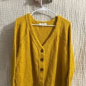 Vince Camuto yellow Button-Up Women's Sweater